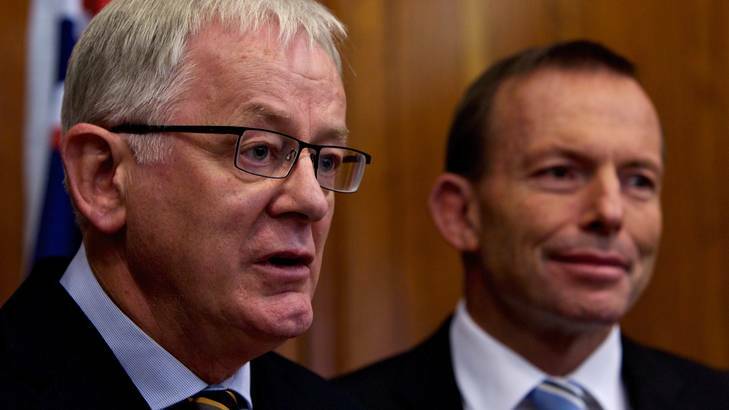 Shadow finance minister Andrew Robb with his leader, Tony Abbott. Photo: Domino Postiglione