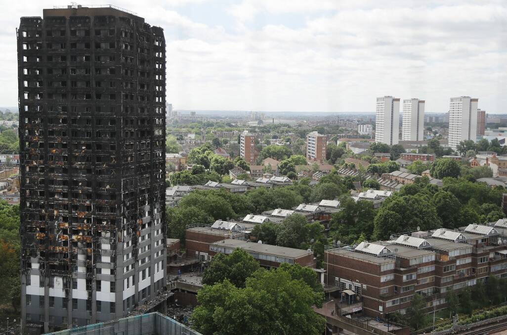 The burnt-out shell of the Grenfell Tower apartment building in London, following a fire that left more than 80 people dead. Photo: AP