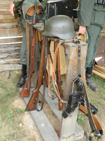 Period equipment and Kar98k rifles, as used by the German military. Photo: Douglas Fry