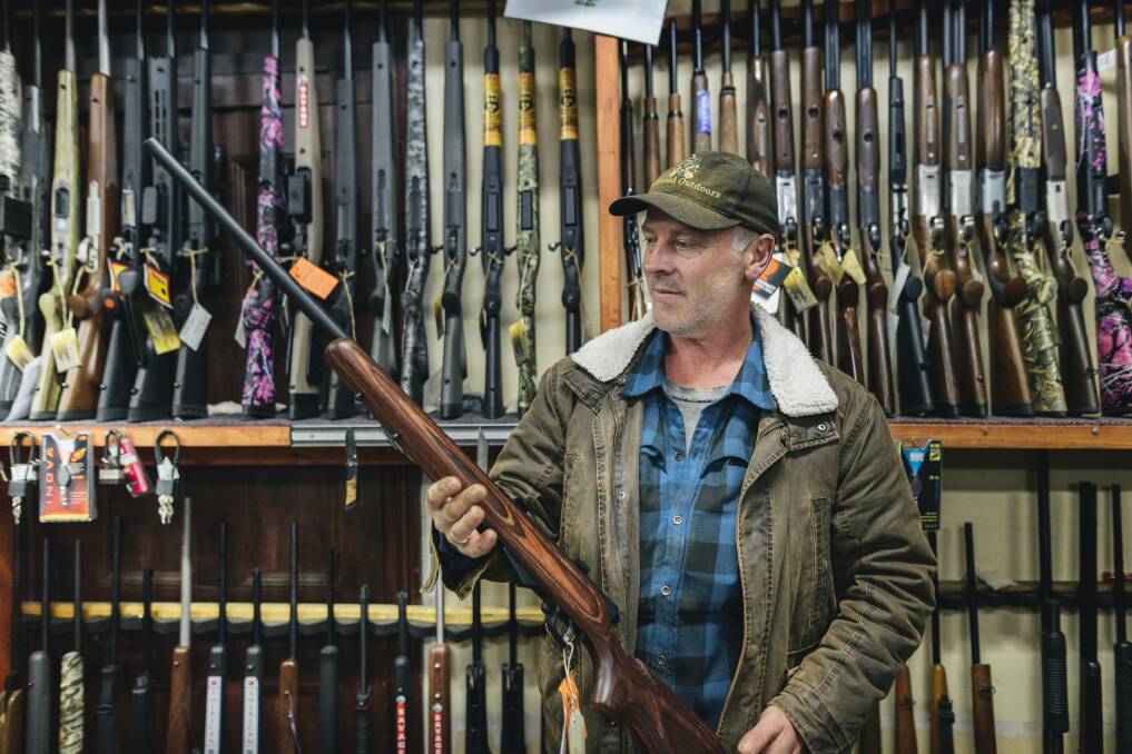 Braidwood Outdoors owner Steve West with a .223 rifle. Photo: Rohan Thomson