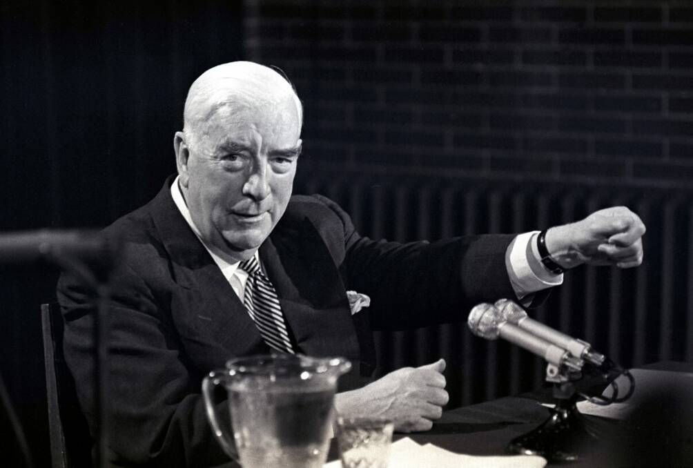 Prime Minister Robert Menzies holds a last press conference in Canberra on  January 20, 1966. The manner of his retirement was described as a model for other politicians both in Australia and abroad. Photo: Stuart MacGladrie