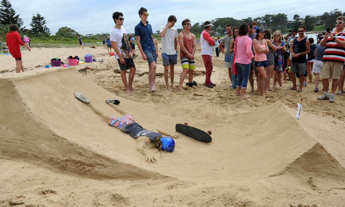 An entry to the annual sand modelling competition at Broulee Beach. Photo: Graham Tidy