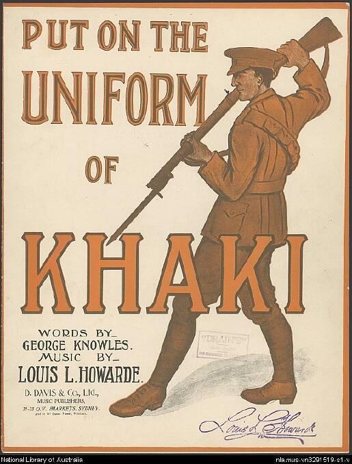 WW1 song and sheet music, courtesy National Library of Australia
