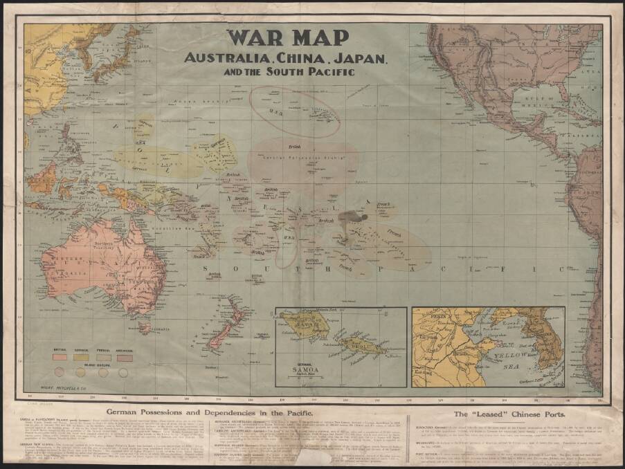 World War I map: Australia, China, Japan and the South Pacific. Photo: supplied