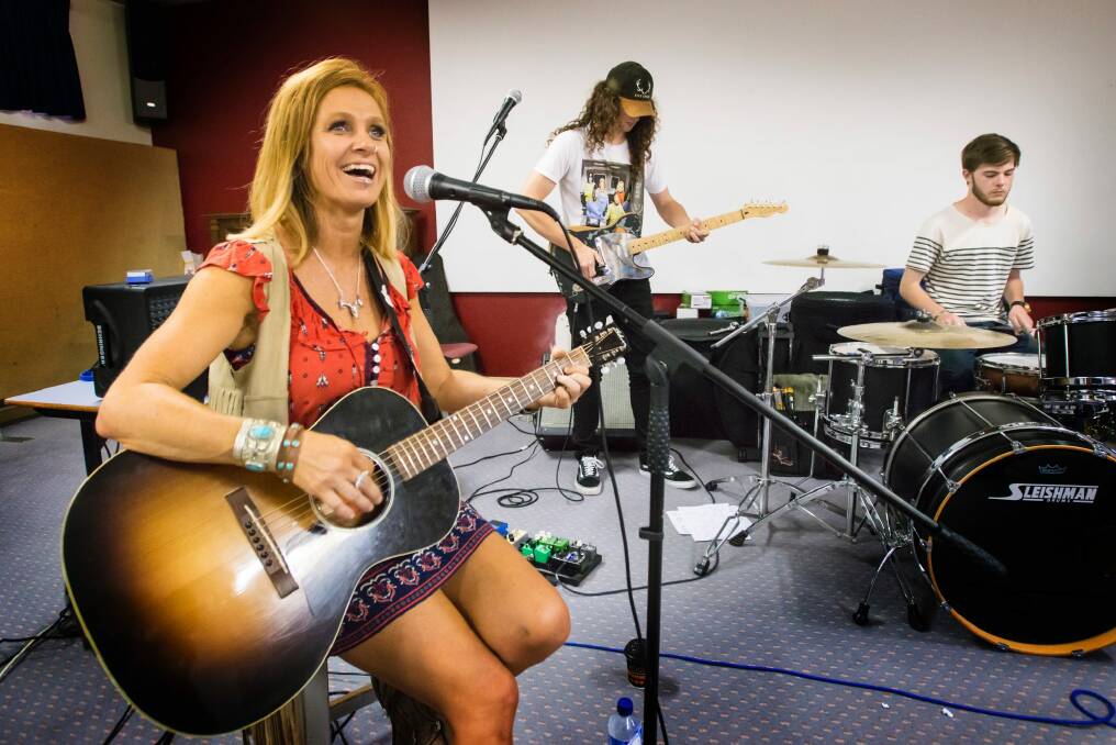 Kasey Chambers and band members at Tamworth Country Music Festival last month. Photo: Peter Hardin