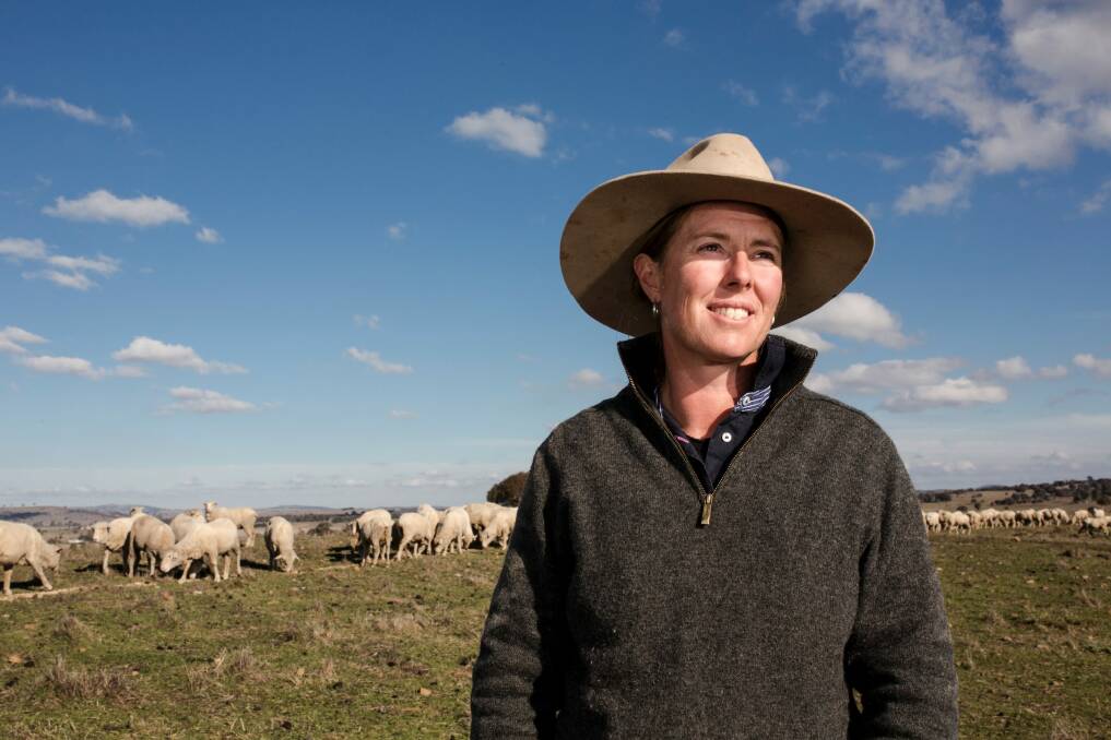 Kelly Dowling on her property at Dalton NSW. Kelly is heading into the most resource intensive time for her farm and putting contingencies in place to get through after a three-month forecast for dry conditions.  Photo: Jamila Toderas