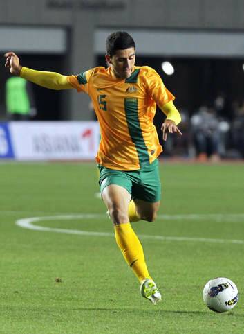 In action for the Socceroos last November. Photo: Getty Images