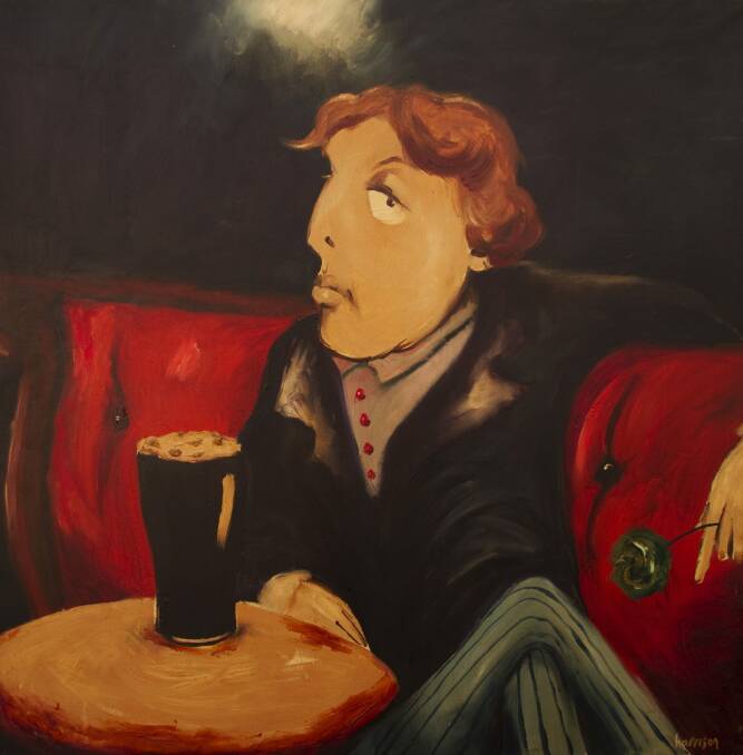 Aesthete: The Phoenix Pub commissioned Stephen Harrison to paint portraits of famous Irish writers, including this one, of Oscar Wilde. Photo: Stephen Harrison
