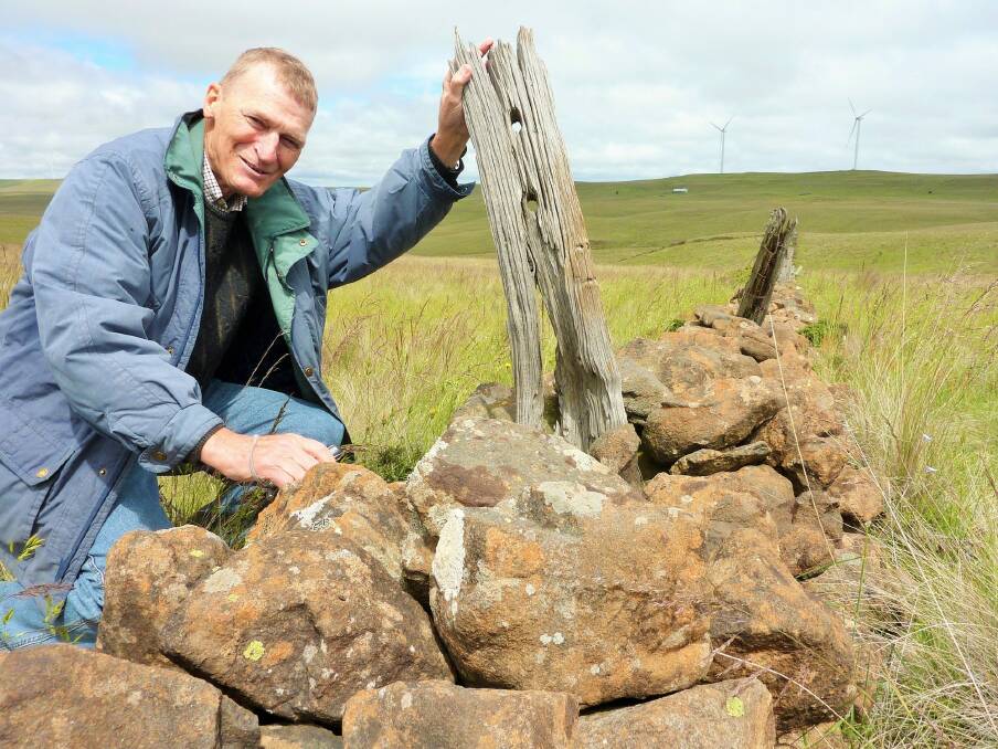 Barry McGowan at one of the Monaro's mystery stone walls Photo: Tim the Yowie Man