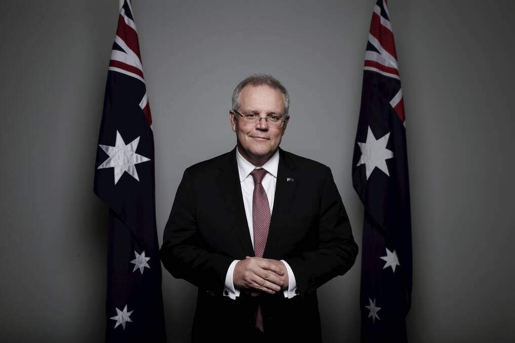 Prime Minister Scott Morrison poses for a portrait at Parliament House the day after he won the Liberal leadership. Photo: Alex Ellinghausen