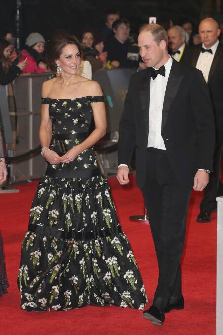 Catherine, Duchess of Cambridge and Prince William, Duke of Cambridge attend the Baftas in chilly London. Photo: Getty