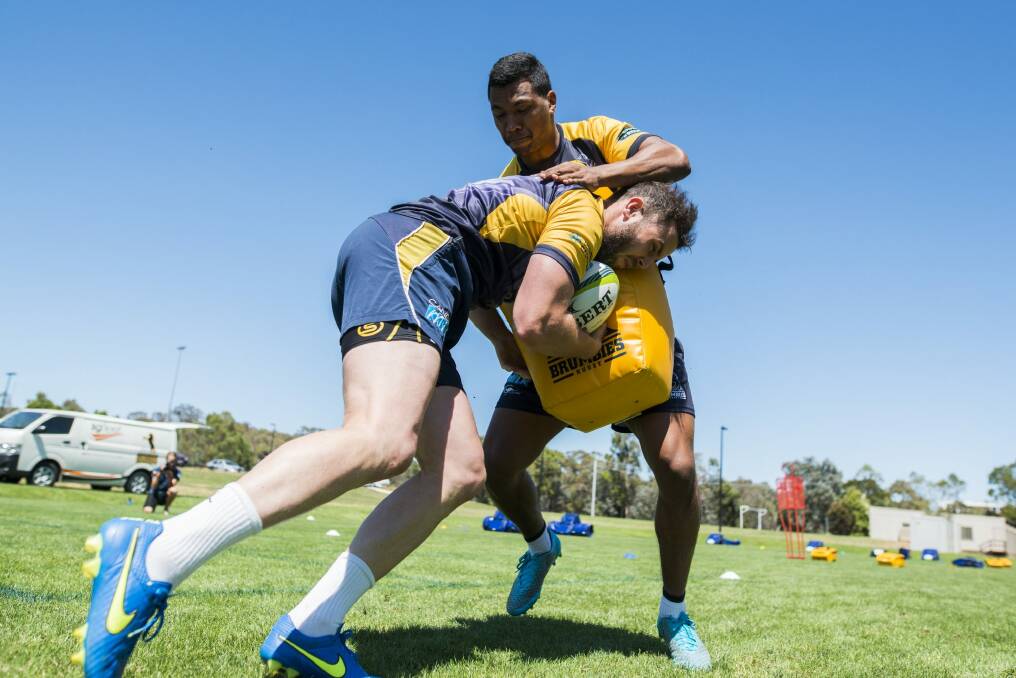 Robbie Coleman and Aidan Toua will compete for the Brumbies' full-back spot for round one. Photo: Rohan Thomson
