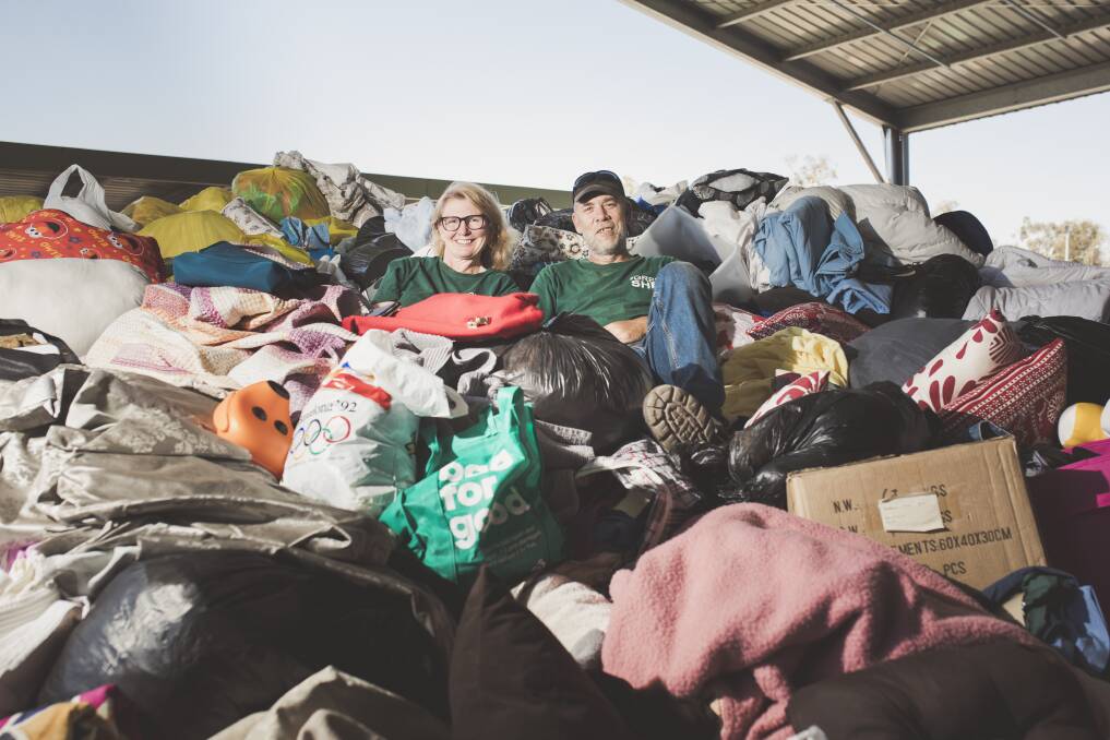 The Green Shed's co-owners Sandie Parkes and Charlie Bigg-Wither have seen a big increase in clothing donations since the 'Tidying Up' fad took hold. Photo: Jamila Toderas