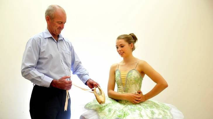 University of Canberra Professor Gordon Waddington with Ballet student Emily Clout, 16, of Bruce. Photo: Melissa Adams