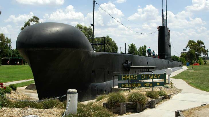 Bring on the colour: HMAS Otway at Holbrook in unadorned metallic black. Photo: Supplied