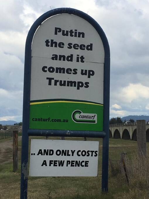 There has been a cheeky addition to one of the Canturf signs. Photo: Supplied