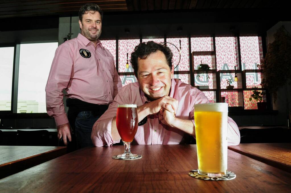 Beer Day Out organisers Anthony Young (left) and Stephen Hegarty at Bentspoke for the launch of Canberra Beer Week. Photo: Melissa Adams