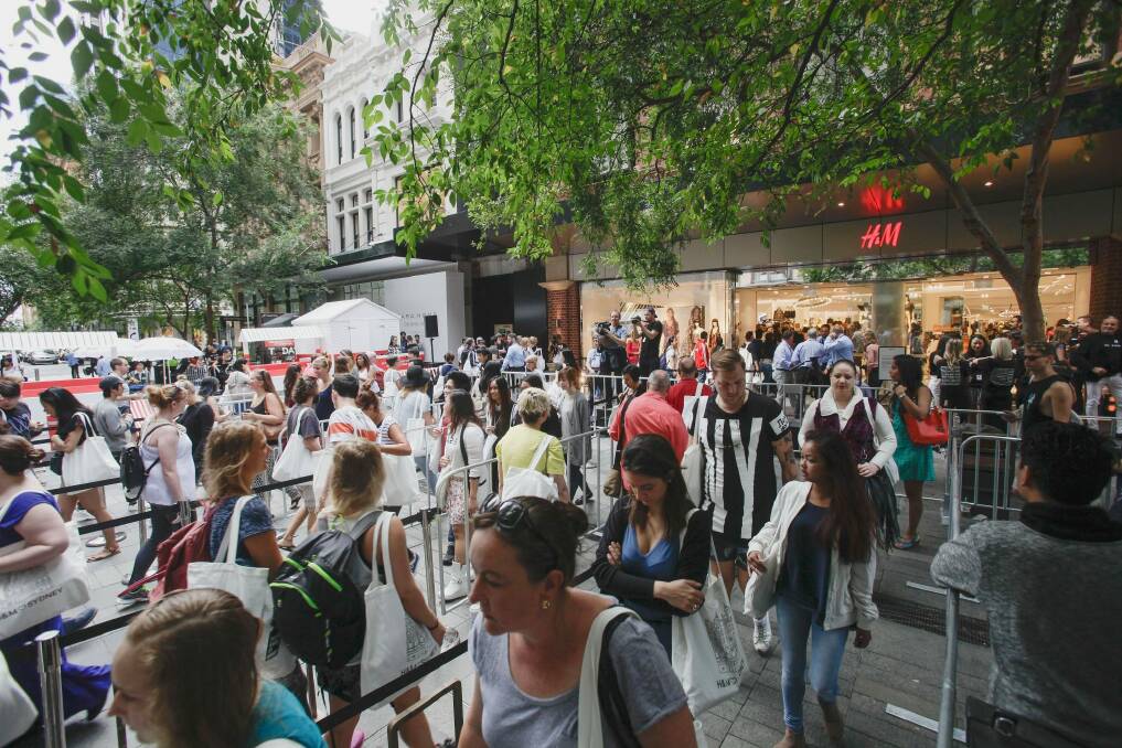 The opening of the H&M store in Pitt Street in Sydney drew massive crowds in October. Photo: Fiona Morris