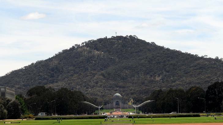 Tunnel vision? Mount Ainslie as seen from the lawns of Parliament House. Photo: Richard Briggs