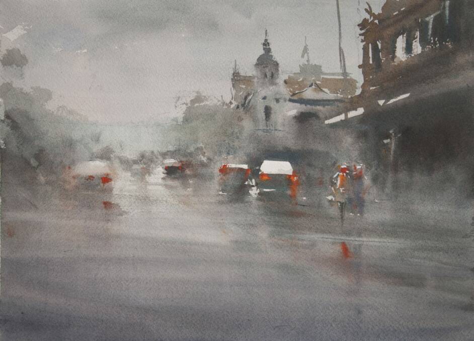 Chan Dissanayake's <i>Rainy Day in Goulburn</i> painting.
 Photo: Supplied
