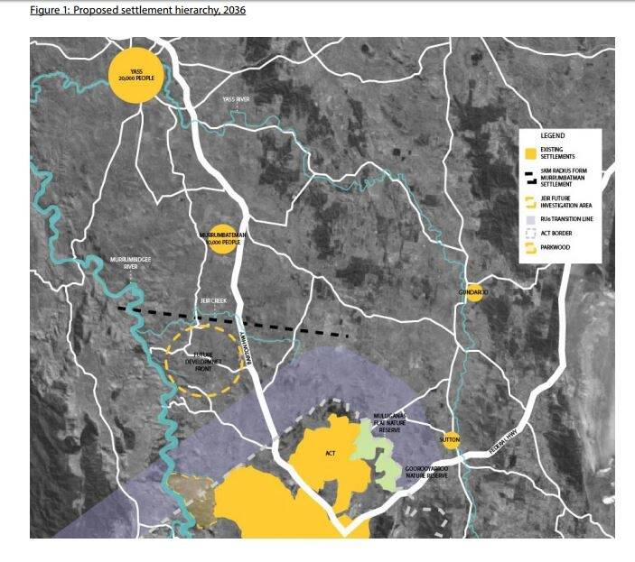 The Yass council's proposed 5km buffer sone north of the ACT's border. Photo: Supplied