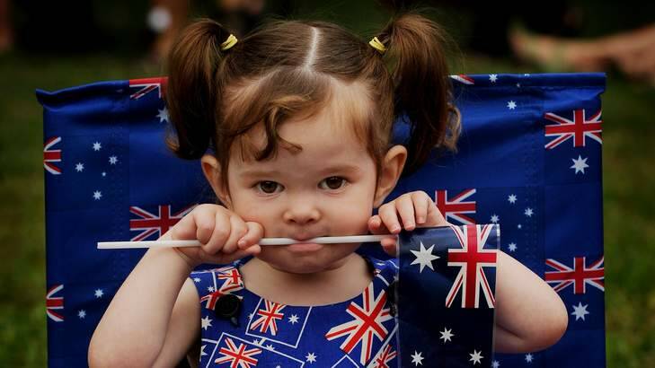 One-year-old Emma Waterson from Jerrabombera during the Australia Day celebrations in Commonwealth Park, Acton  Canberra. Photo: Colleen Petch
