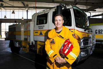 Keeping up: Gungahlin rural fire brigade captain Simon Butt, 46, said he has lost 25 kilograms in the last nine months `to keep up' with his young recruits. Photo: Matt Bedford