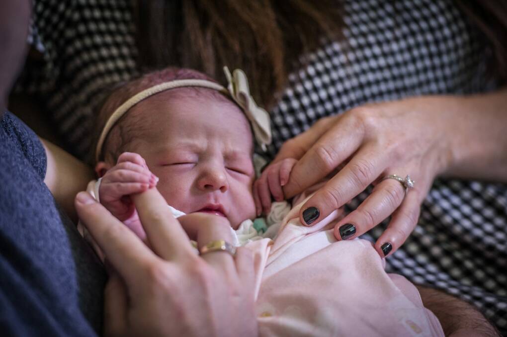 Maddison Rose Keough is the first baby to be born in the ACT for 2018.  Photo: karleen minney