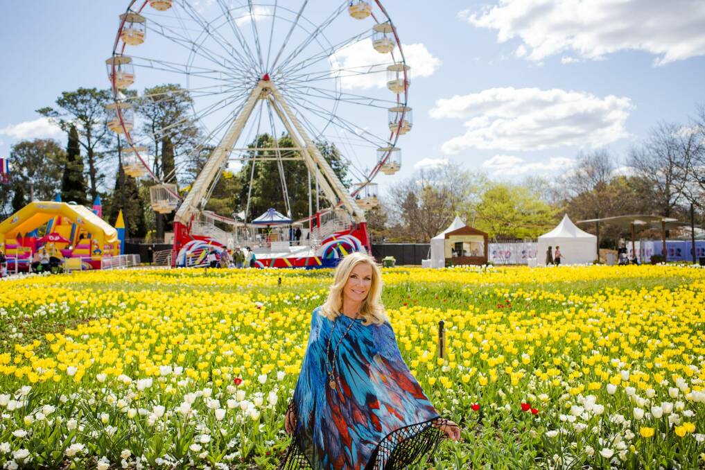 Katherine Kelly Lang from the Bold and Beautiful with her new fashion line of kaftans, at Floriade. Photo: Jamila Toderas