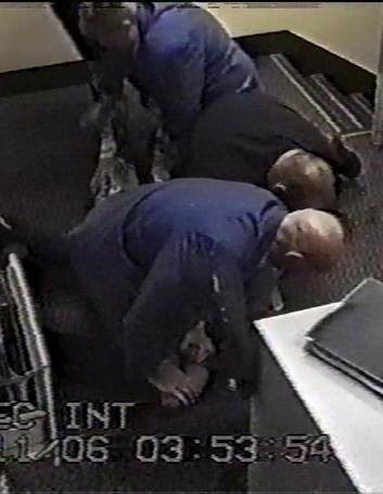 CCTV footage showing bouncers folding Lincoln Gotovac's legs into a leg lock.