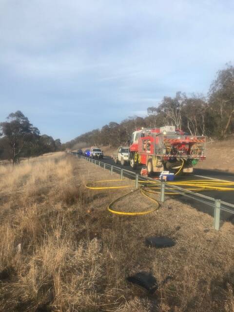 The Monaro Highway was closed after a triple fatality on Wednesday night. Photo: Monaro Police District