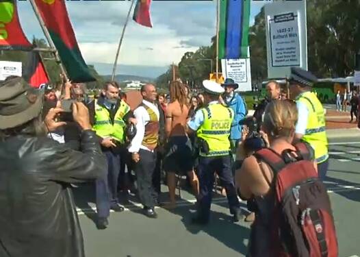 Screenshot from NITV footage Australian Federal Police attempted to seize on Anzac Day.