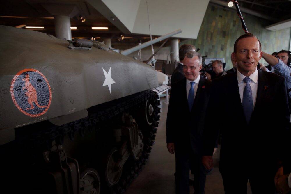 Closer ties: Prime Minister Tony Abbott visited the Canadian War Museum with Brendan Nelson from the Australian War Memorial in Ottowa, Canada. Photo: Andrew Meares