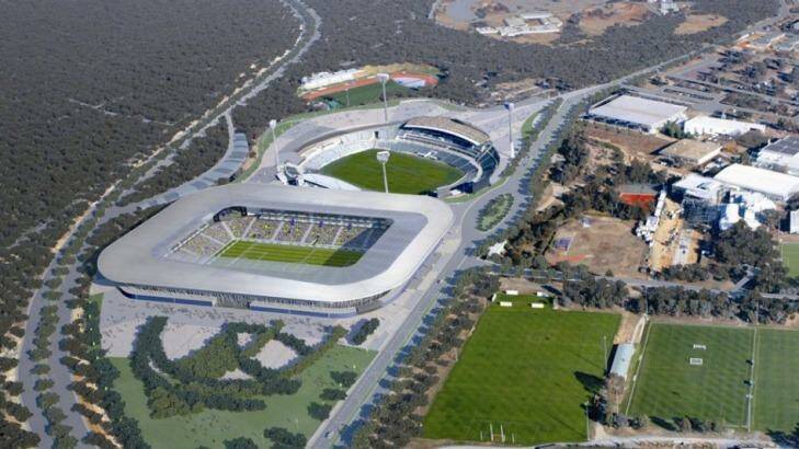 An artist's impression of what Canberra Stadium could have been if Australia was successful in its bid for the 2022 World Cup. Photo: FFA