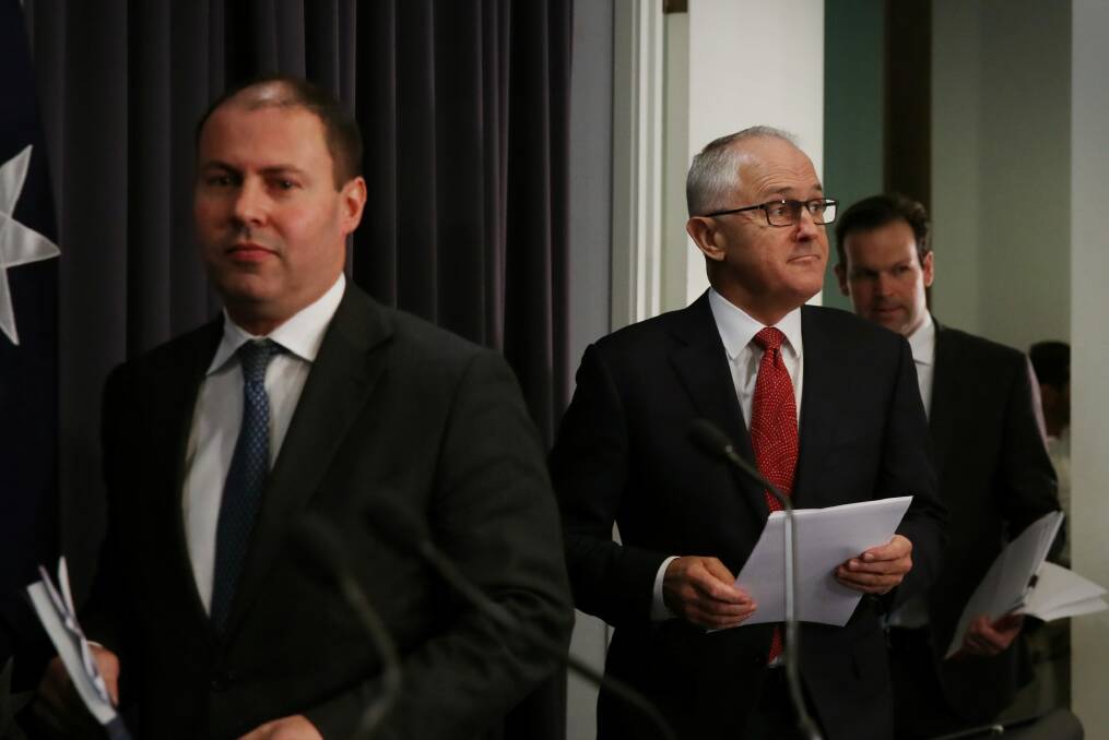 Prime Minister Malcolm Turnbull and Minister for Environment and Energy Josh Frydenberg. Photo: Andrew Meares
