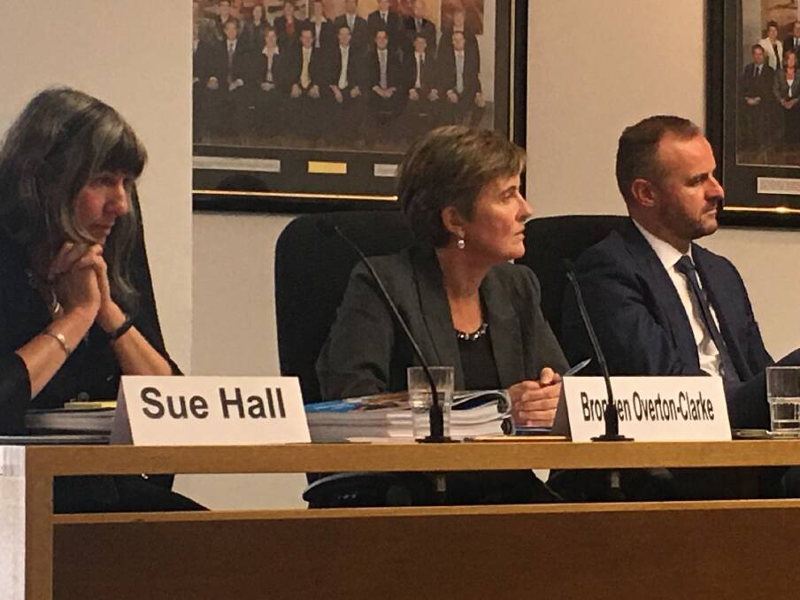CMTEDD deputy director-general Bronwen Overton-Clarke [centre] said the number of 'substantiated' breaches of the ACT's Public Sector Management Act was low, considered the 22,000-strong workforce. Photo: Kirsten Lawson