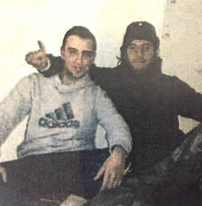 Mehmet Biber (right) and Nassim Elbahsa in a picture taken in Syria and tendered during the trial of Hamdi Alqudsi. Photo: Supplied