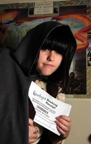 J R R Tolkien fan Emily Campbell is looking forward to the Canberra screening of <i>The Hobbit</i>. She bought tickets to the midnight premiere screening at Limelight, but it has been cancelled. Photo: Graham Tidy