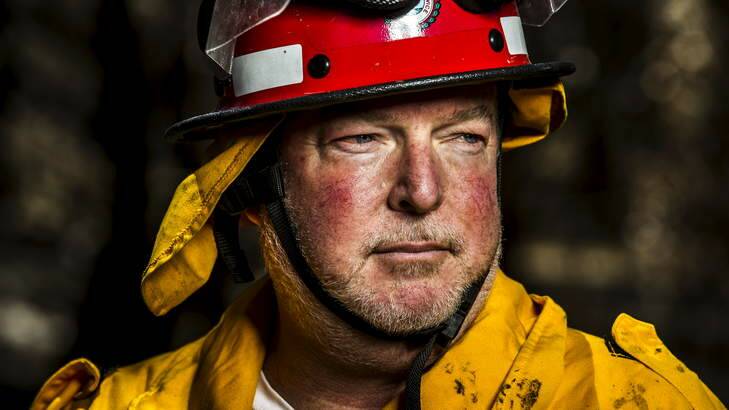 A photo by Rohan Thomson of Bungendore RFS Captain, Sheldon Williams.