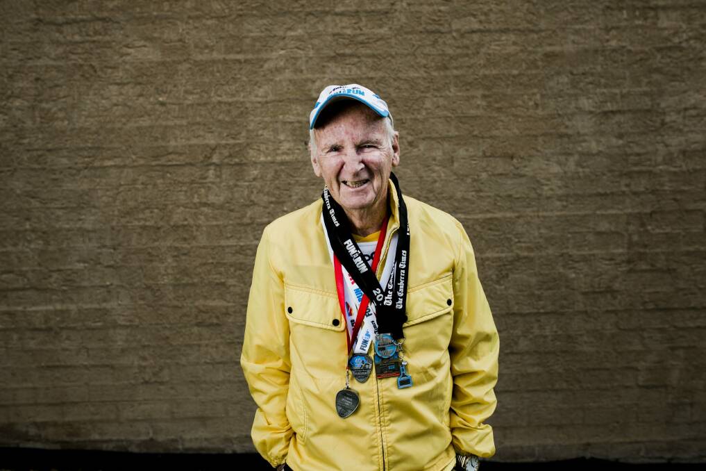 77-year-old Patrick O'Flaherty says he has participated in every single Canberra Times Fun Run. Photo: Jamila Toderas