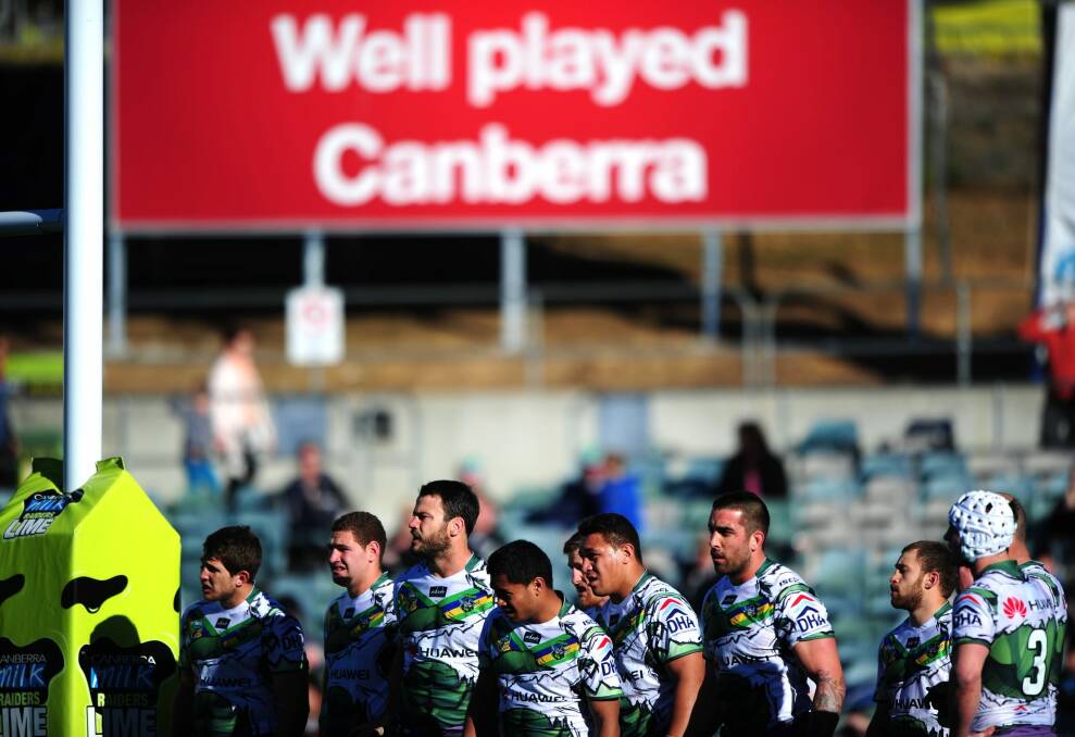 Canberra Raiders, humiliated 54-18 at home against the New Zealand Warriors in August 2014. Photo: Melissa Adams