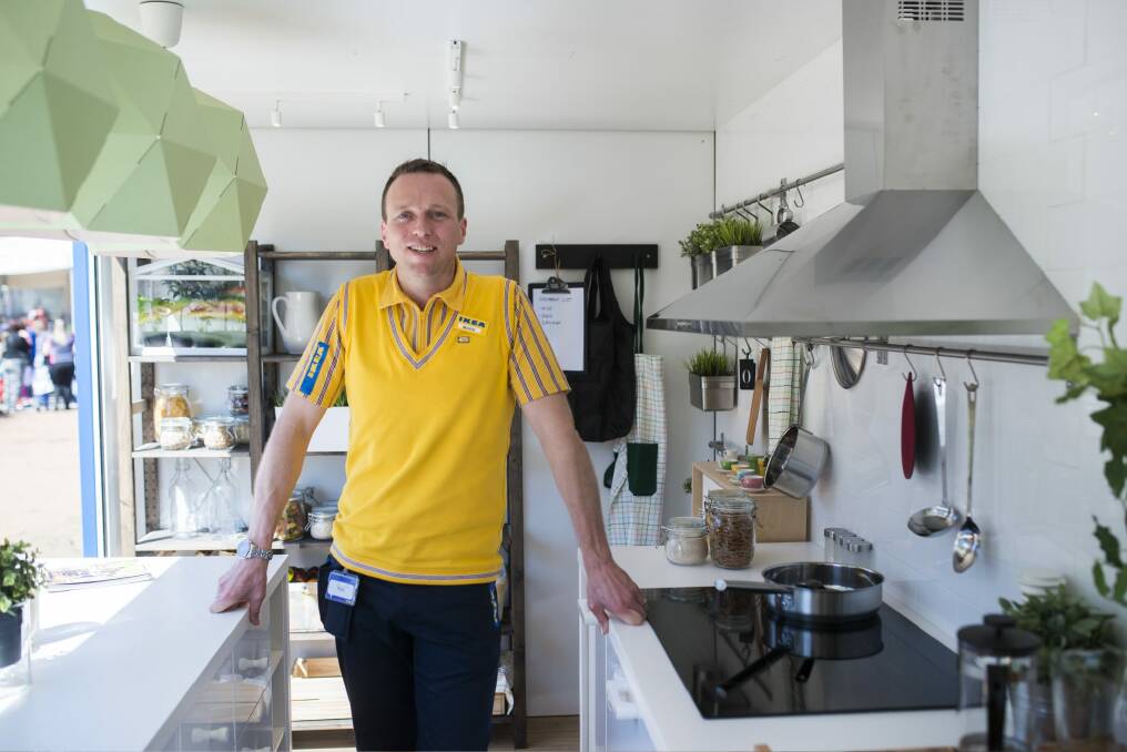 IKEA Canberra store manager Mark Mitchinson inside the IKEA display kitchen at Floriade. Photo: Rohan Thomson