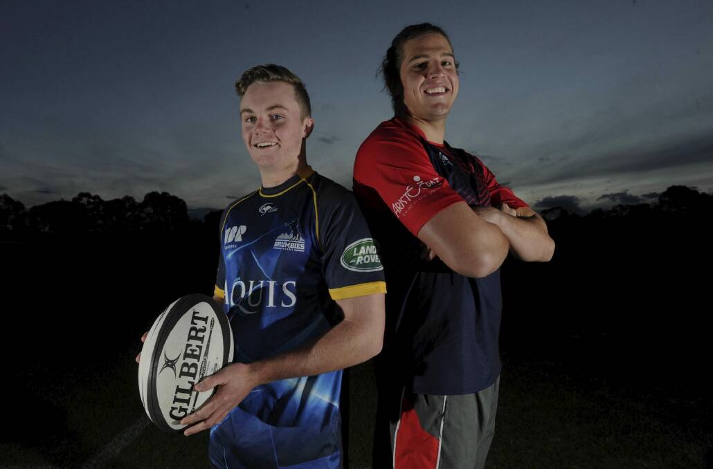 Tuggeranong duo Ryan Lonergan, left, and Ben Hyne have both signed Brumbies contracts. Photo: Graham Tidy