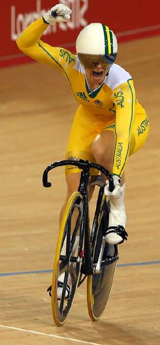 Gold ... Anna Meares of Australia celebrates winning the women's sprint at the 2012 London Olympics. Photo: Getty Images