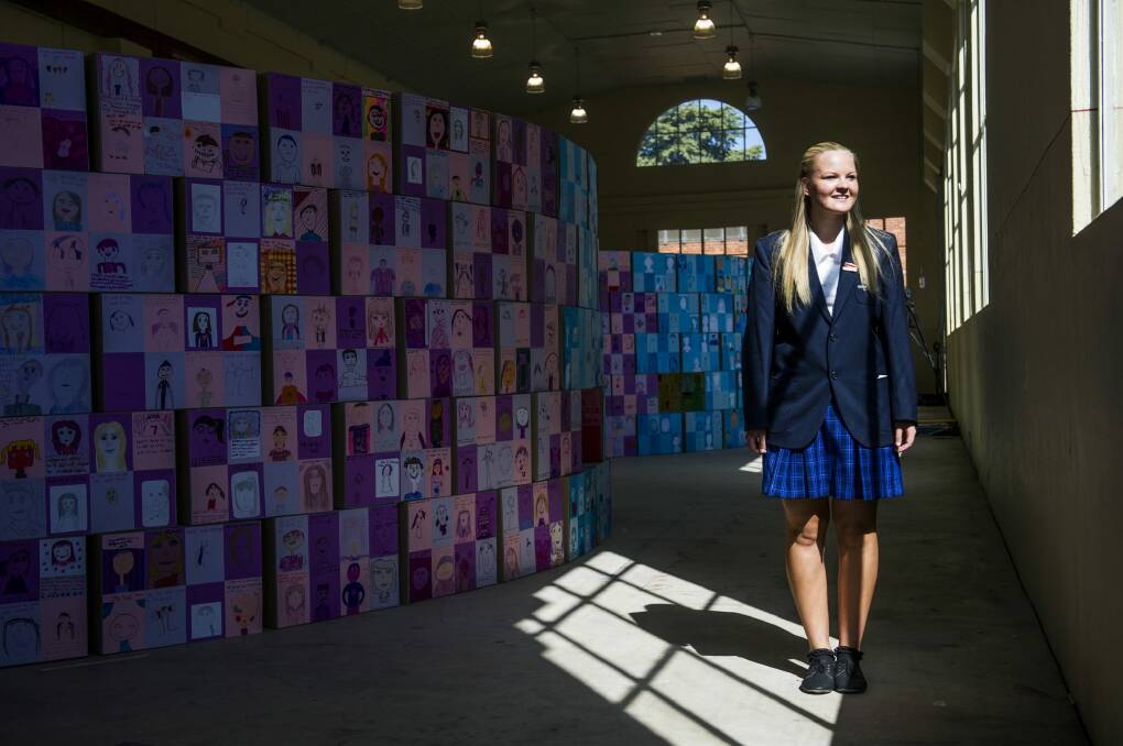 <i>Children & Young People Seen + Heard</i>, an exhibition of self portraits by ACT school students at the old Fitters Workshop in Kingston. Photo: Rohan Thomson