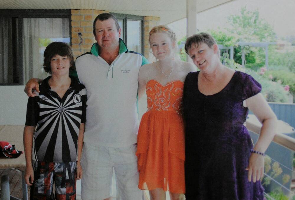 Jay, Wayne, Skye and Fiona Vickery at their Yass home. Wayne died in a construction site incident in 2011.