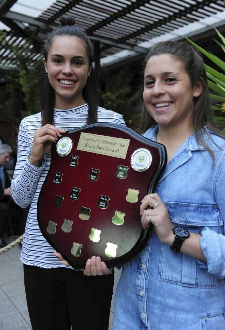 Emma Checker, left, and Julia De Angelis were joint winners of the rising star award. Photo: Graham Tidy