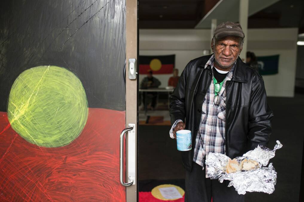 Aboriginal elder Uncle Kevin Buzzacott at the site on Monday.  Photo: Jamila Toderas