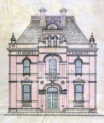 Edmund Cooper Manfred's drawing of the town hall.