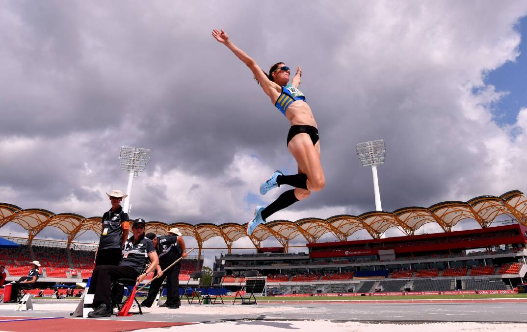 Lauren Wells competing in long jump. Photo: AAP